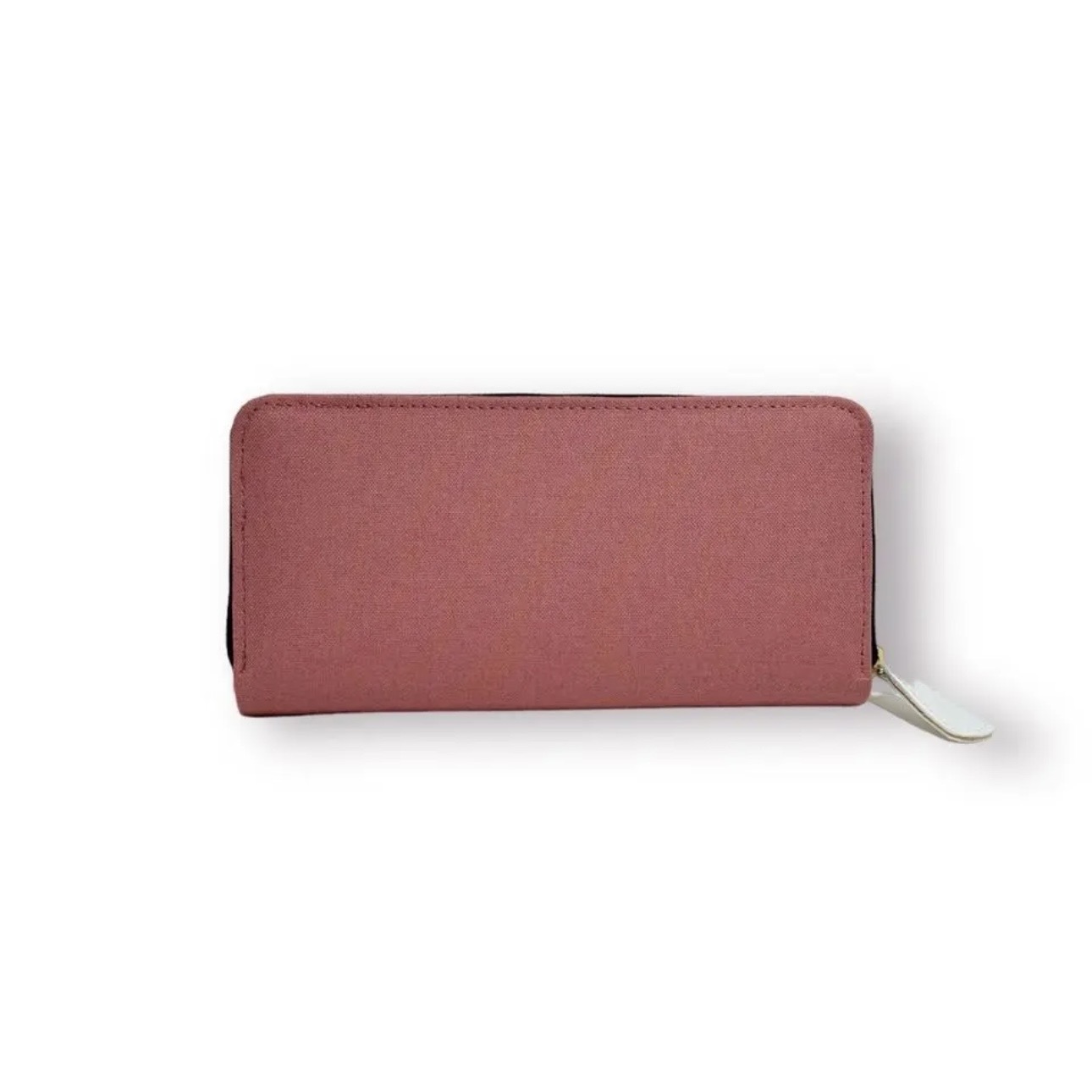 ラウンドファスナー型・家計やりくり財布・3費目管理用・スモークピンク・背面