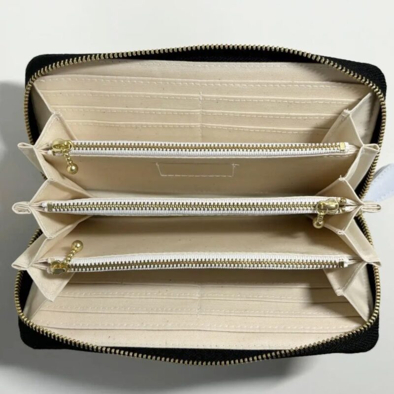 ラウンドファスナー型・家計やりくり財布・3費目管理用・スモークピンク・内部