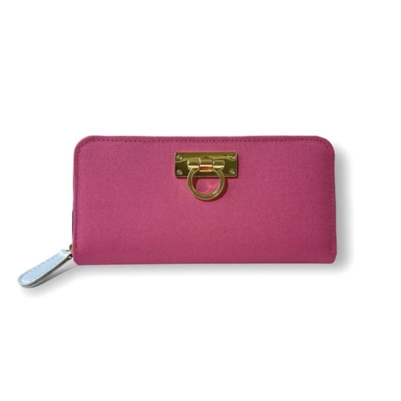 ラウンドファスナー型・家計やりくり財布・3費目管理用・チェリーピンク