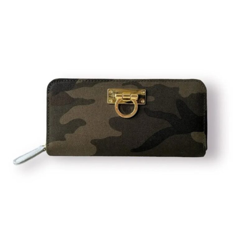 ラウンドファスナー型・家計やりくり財布・3費目管理用・迷彩柄