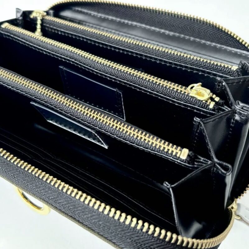 ラウンドファスナー型・家計やりくり財布・3費目管理用・迷彩柄・費目ポケット