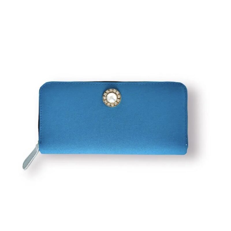 ラウンドファスナー型・家計やりくり財布・3費目管理用・ターコイズブルー