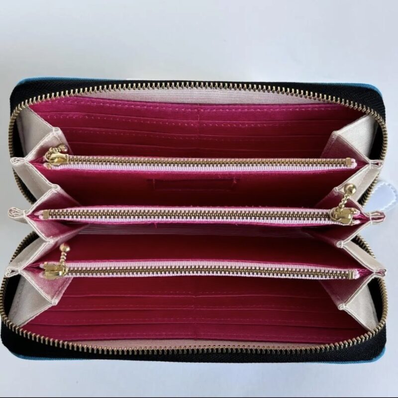 ラウンドファスナー型・家計やりくり財布・3費目管理用・ターコイズブルー・内部