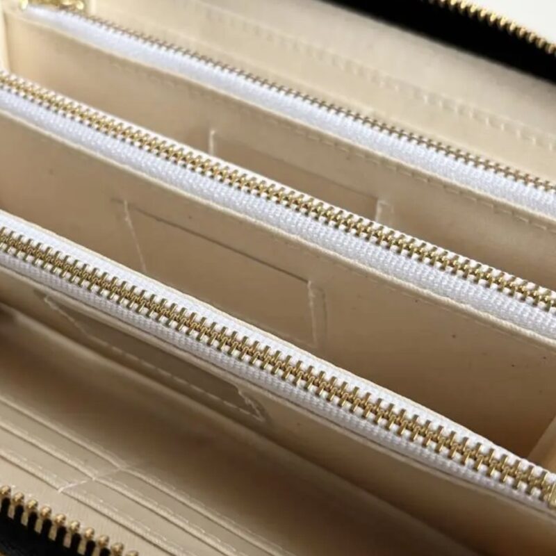 ラウンドファスナー型・家計やりくり財布・3費目管理用・マスタード・費目ポケット