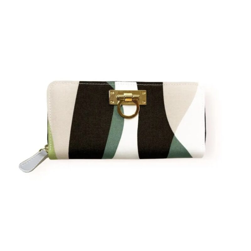 ラウンドファスナー型・家計やりくり財布・3費目管理用・シンプルウェーブ