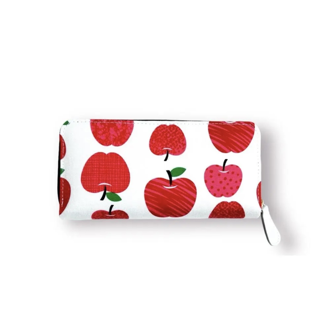 ラウンドファスナー型・家計やりくり財布・3費目管理用・アップル柄/背面