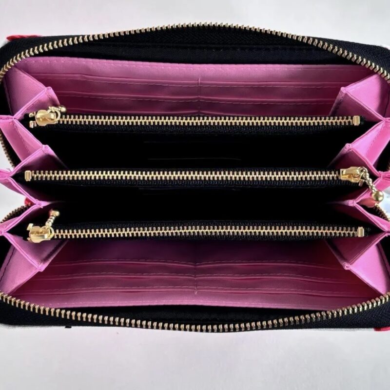 ラウンドファスナー型・家計やりくり財布・3費目管理用・アップル柄・内部