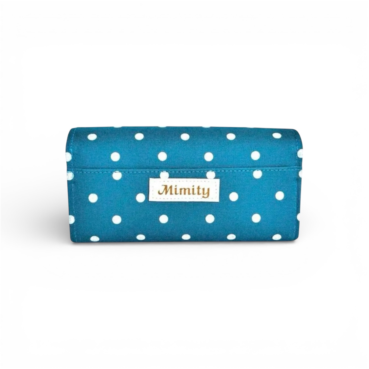 フラップ開閉型•家計やりくり財布•3費目管理用・水玉ターコイズブルー・背面