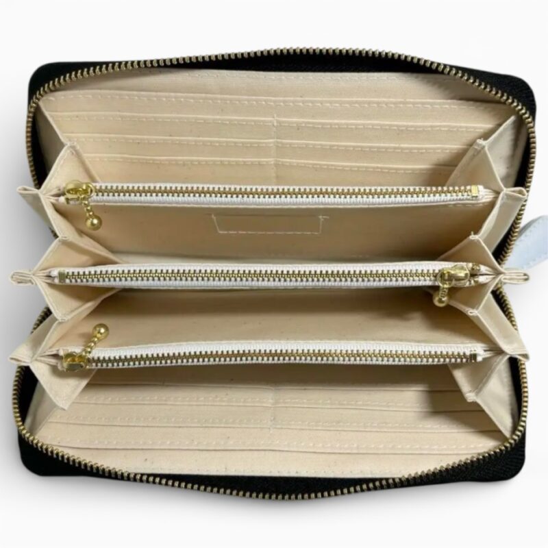 ラウンドファスナー型・家計やりくり財布・3費目管理用・ブラックウォッチ柄・内供