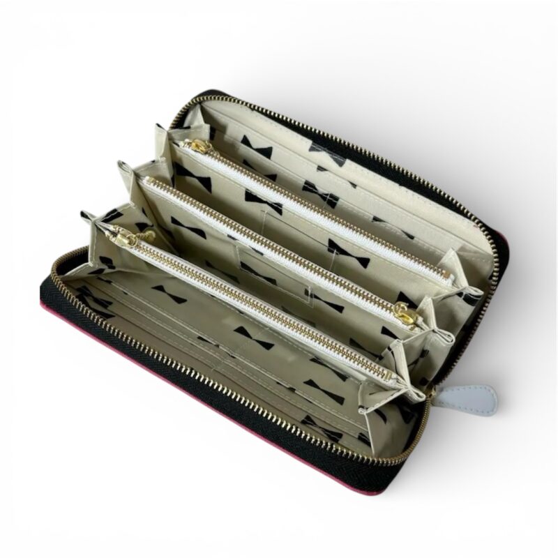 ラウンドファスナー型・家計やりくり財布・3費目管理用・チェリーピンク・内部