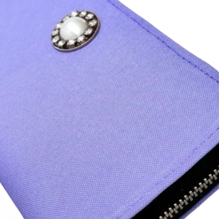 ラウンドファスナー型・家計やりくり財布・3費目管理用・ラベンダー・生地