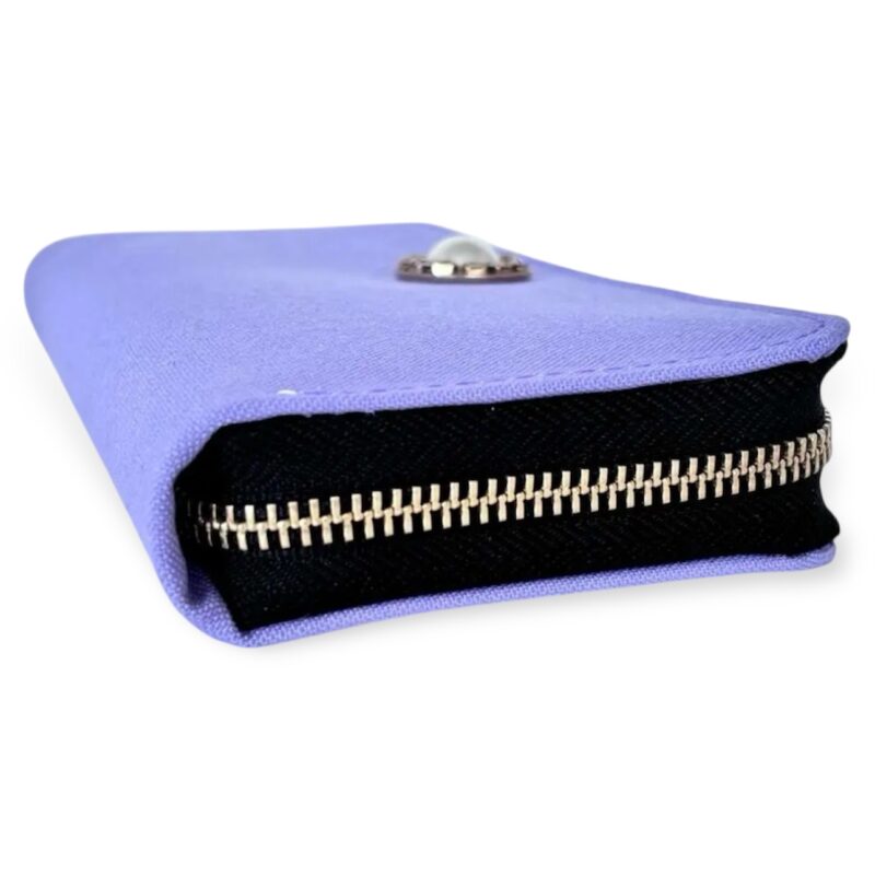 ラウンドファスナー型・家計やりくり財布・２費目管理用・ラベンダー・横