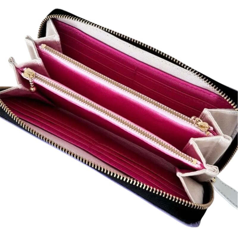 ラウンドファスナー型・家計やりくり財布・２費目管理用・ラベンダー・開いた状態