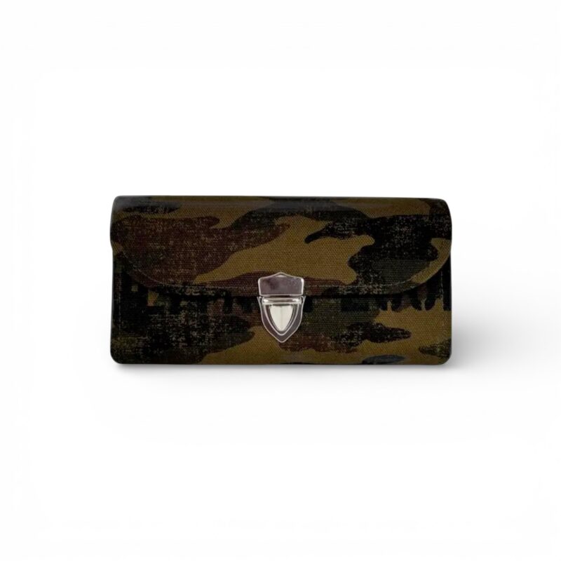 フラップ開閉型•家計やりくり財布•3費目管理用・掠れ迷彩柄