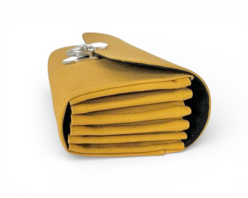 フラップ開閉型•家計やりくり財布•３費目管理用･マスタード・横