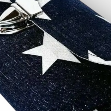 フラップ開閉型•家計やりくり財布•3費目管理用・デニム風スター柄・生地