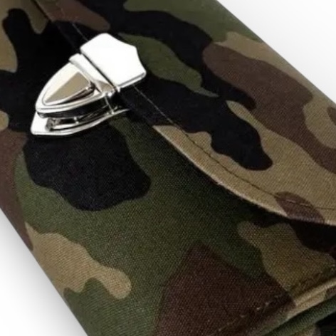 フラップ開閉型•家計やりくり財布•3費目管理用・迷彩柄・生地