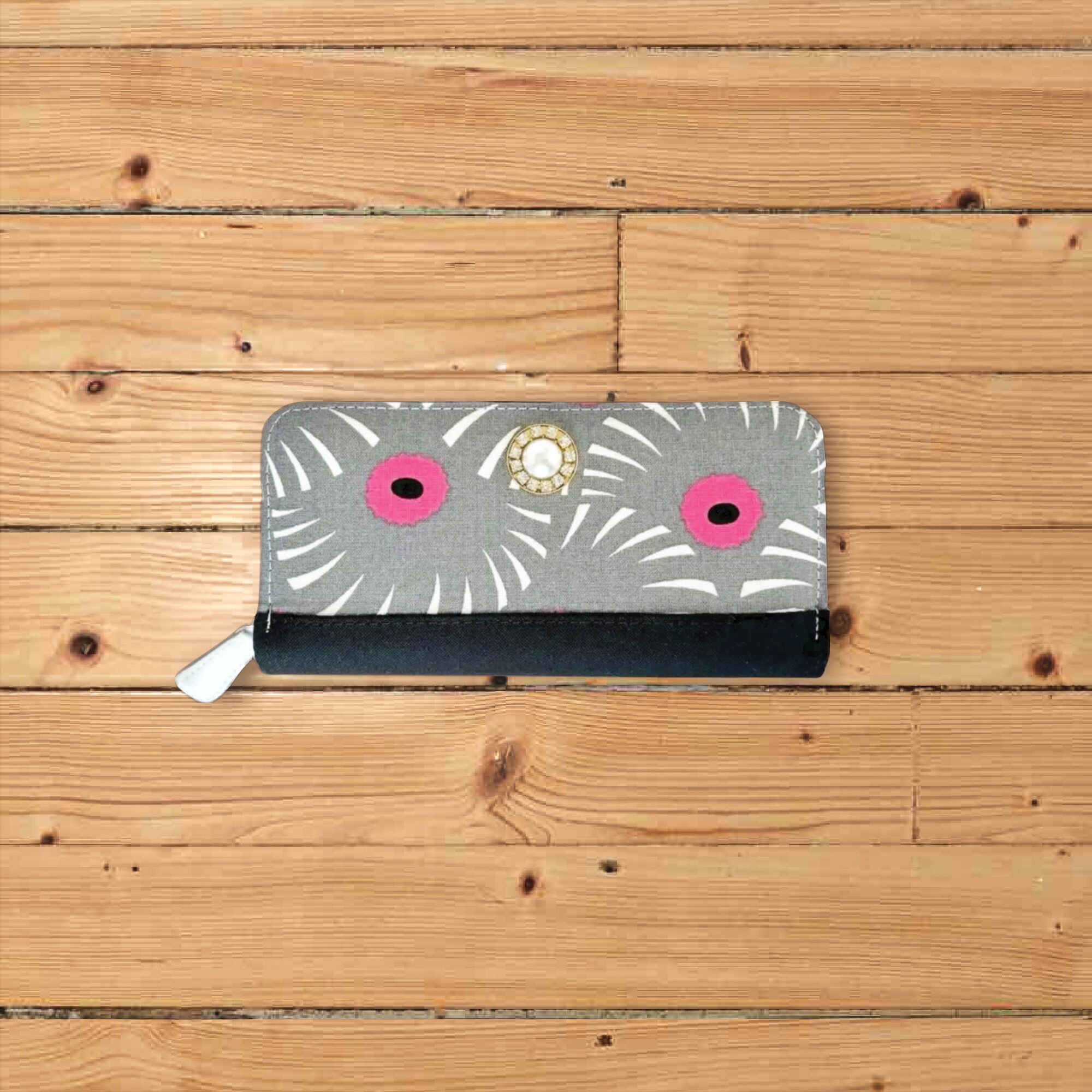 アスター柄グレー×ブラック・3費目管理