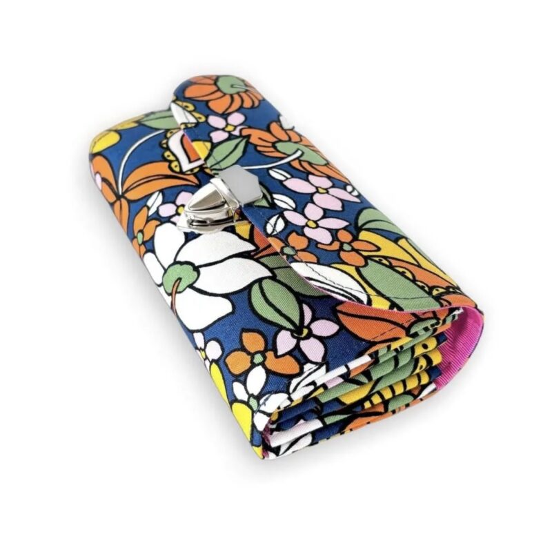 フラップ開閉型・3費目管理・レトロフラワーネイビー