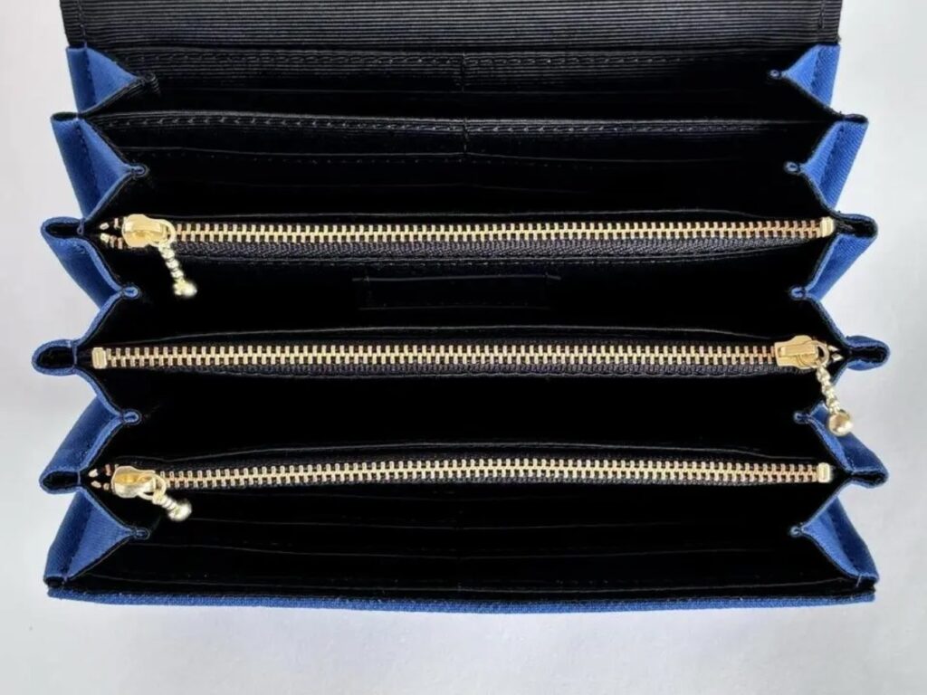 フラップ開閉型・3費目管理・コバルトブルー×ボーダー・内部