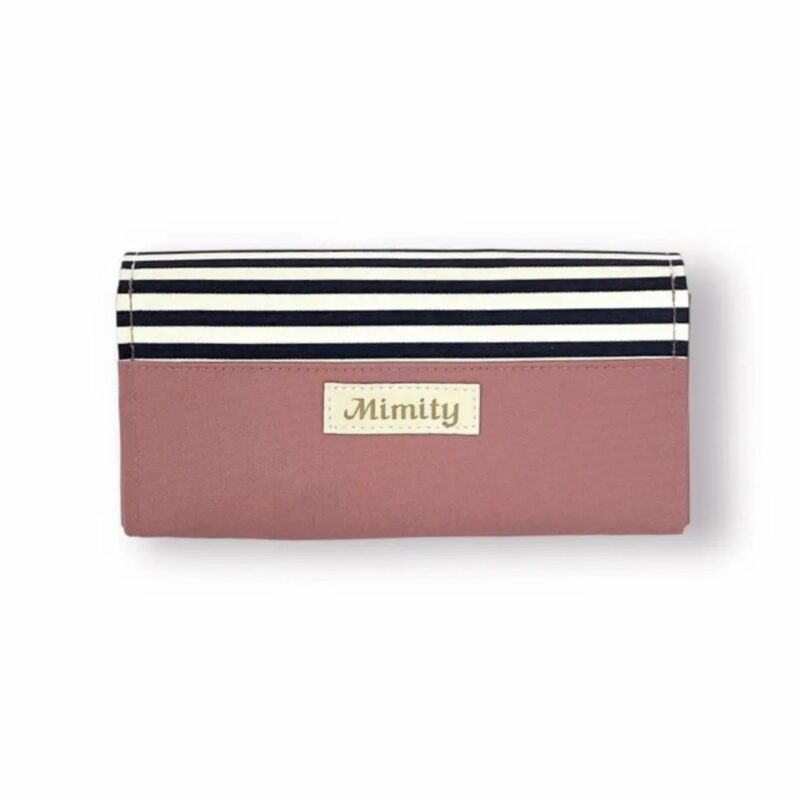 フラップ開閉型・3費目管理・スモークピンク×ボーダー・背面