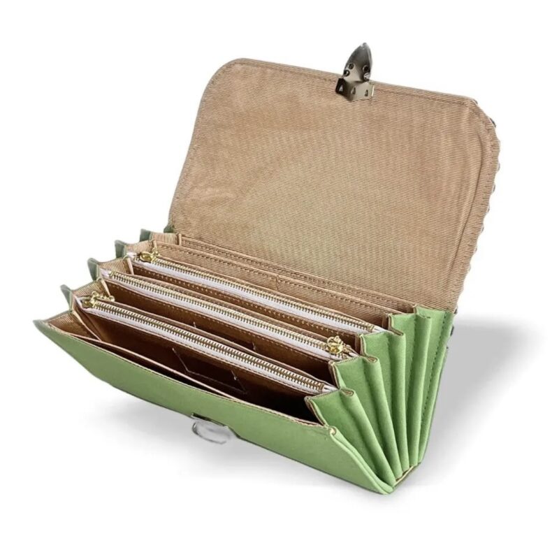 フラップ開閉型・3費目管理・アップルグリーン×ボーダー