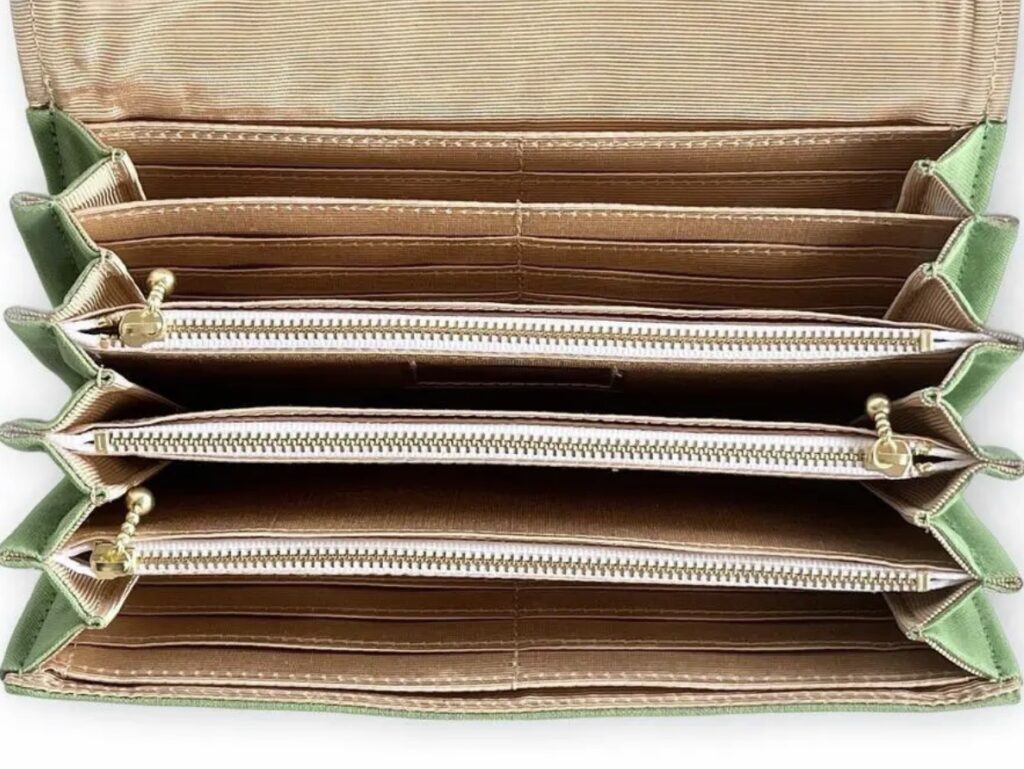 フラップ開閉型・3費目管理・アップルグリーン×ボーダー