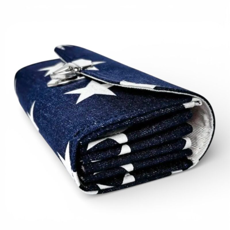 フラップ開閉型・3費目管理・デニム風スター柄