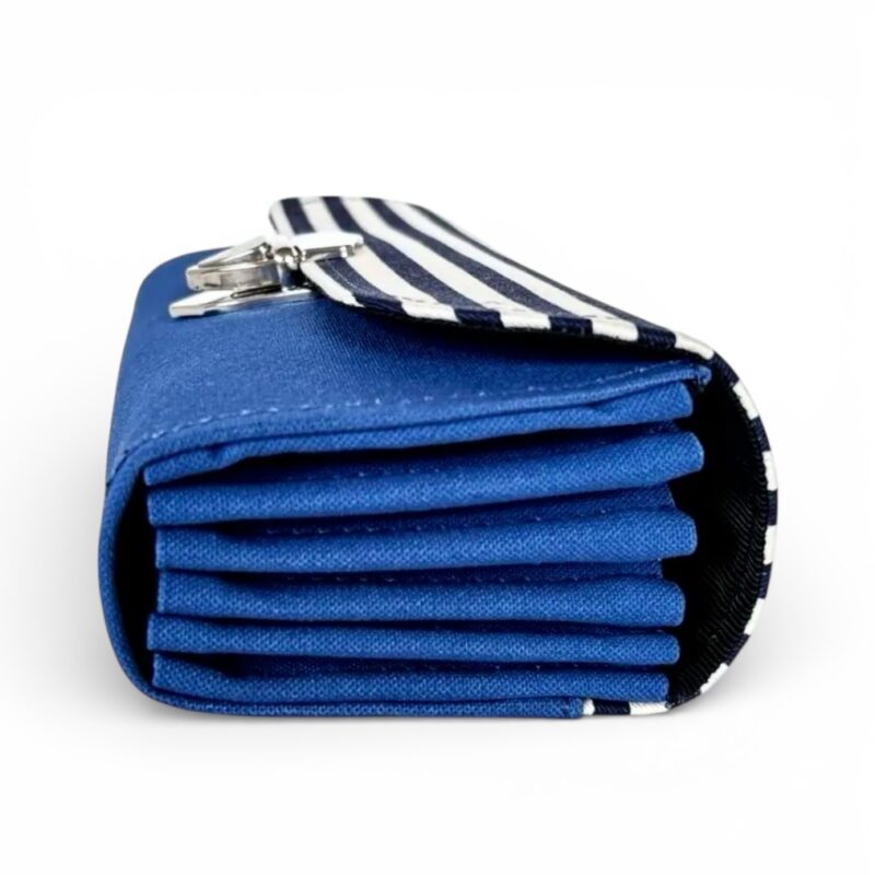 フラップ開閉型・3費目管理・コバルトブルー×ボーダー・横