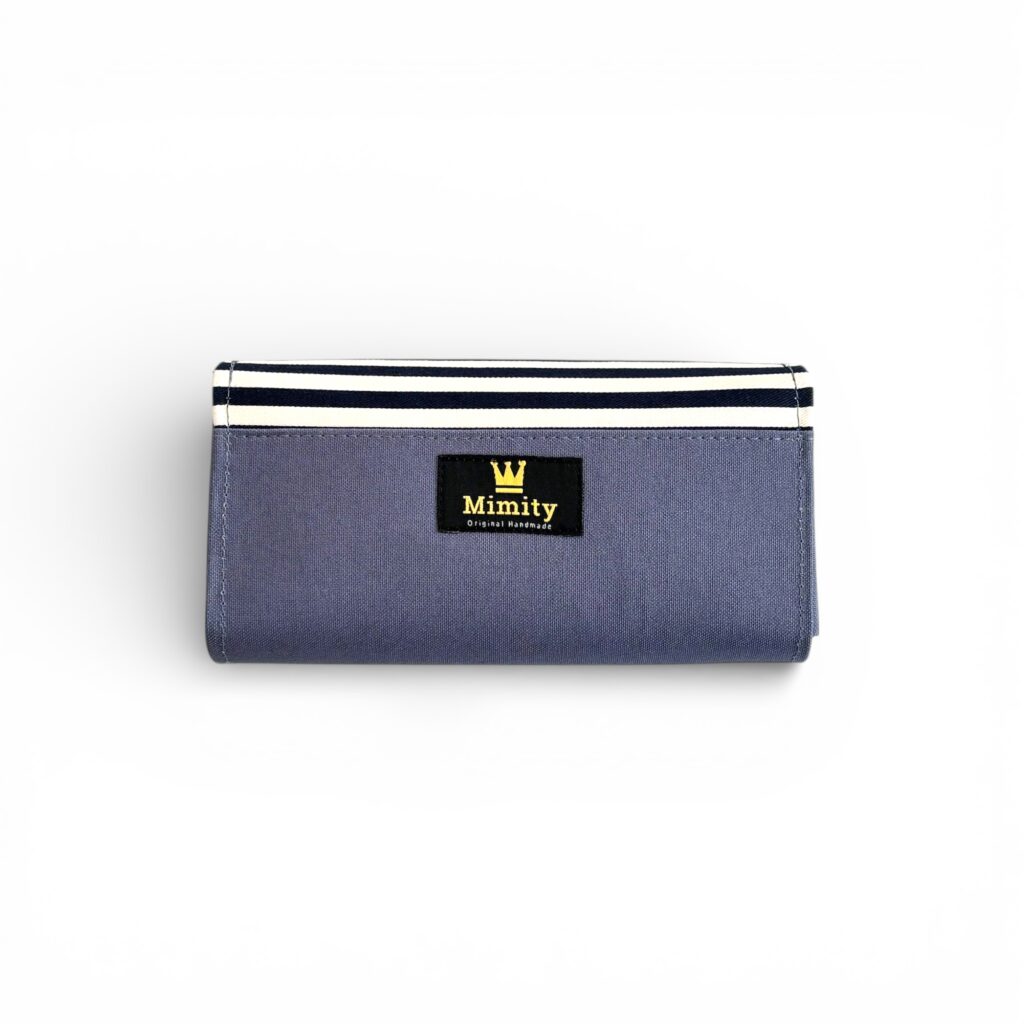 フラップ開閉型・ブルーグレー×ボーダー・3費目・背面