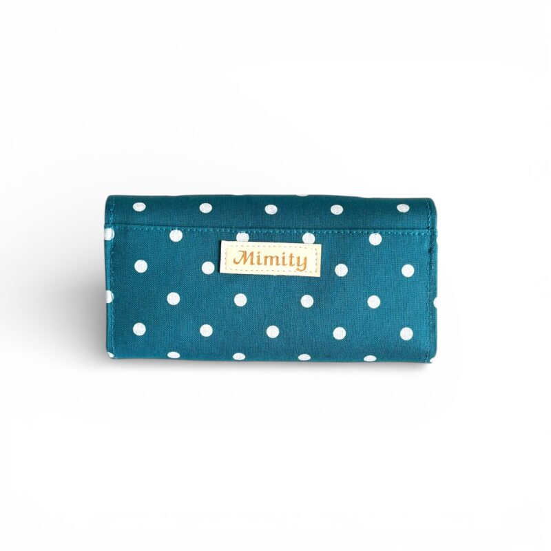 フラップ開閉型・水玉ターコイズブルー・3費目管理・背面