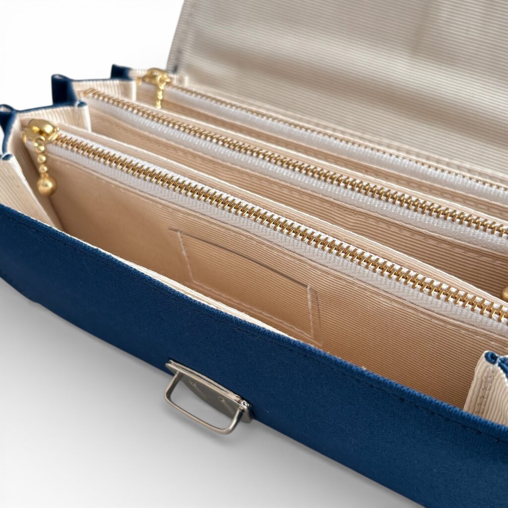 フラップ開閉型・3費目管理・コバルトブルー・費目ポケット