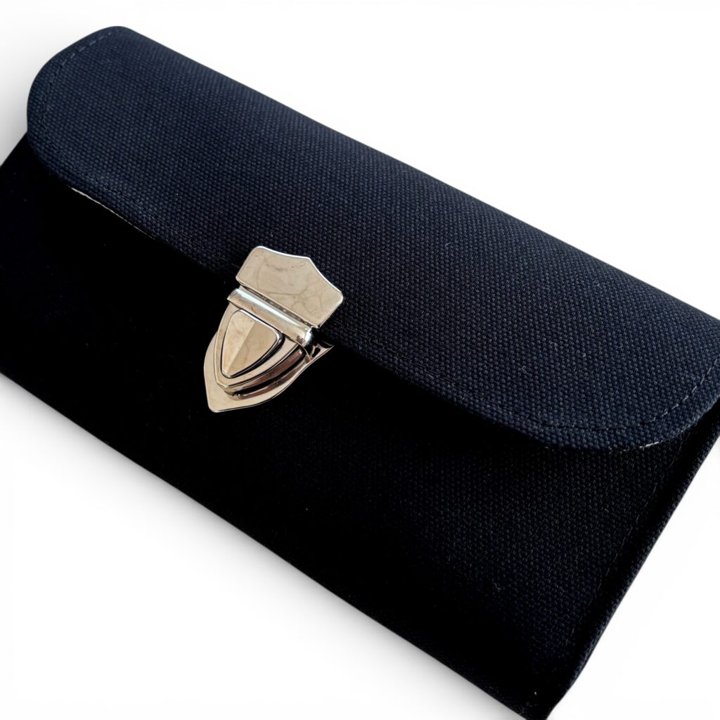 フラップ開閉型・3費目管理・ブラック・生地