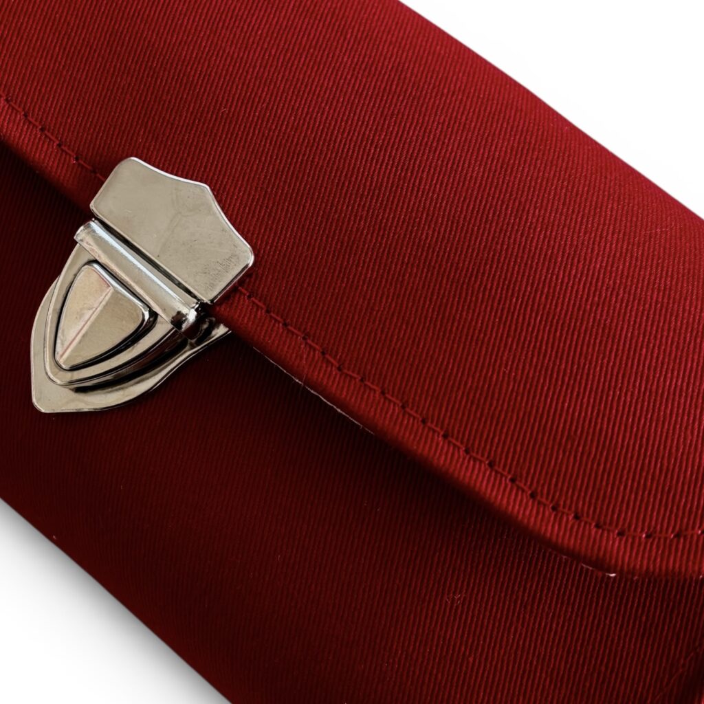 フラップ開閉型・3費目管理・ダークレッド・生地