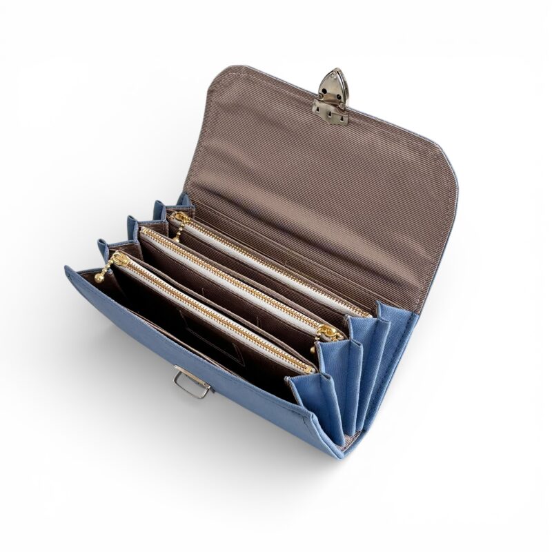 フラップ開閉型・3費目管理・スカイブルー・開いた状態