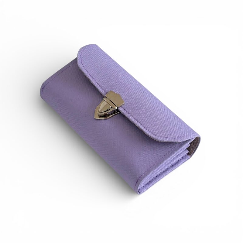 フラップ開閉型・3費目管理・ラベンダー・斜め上から