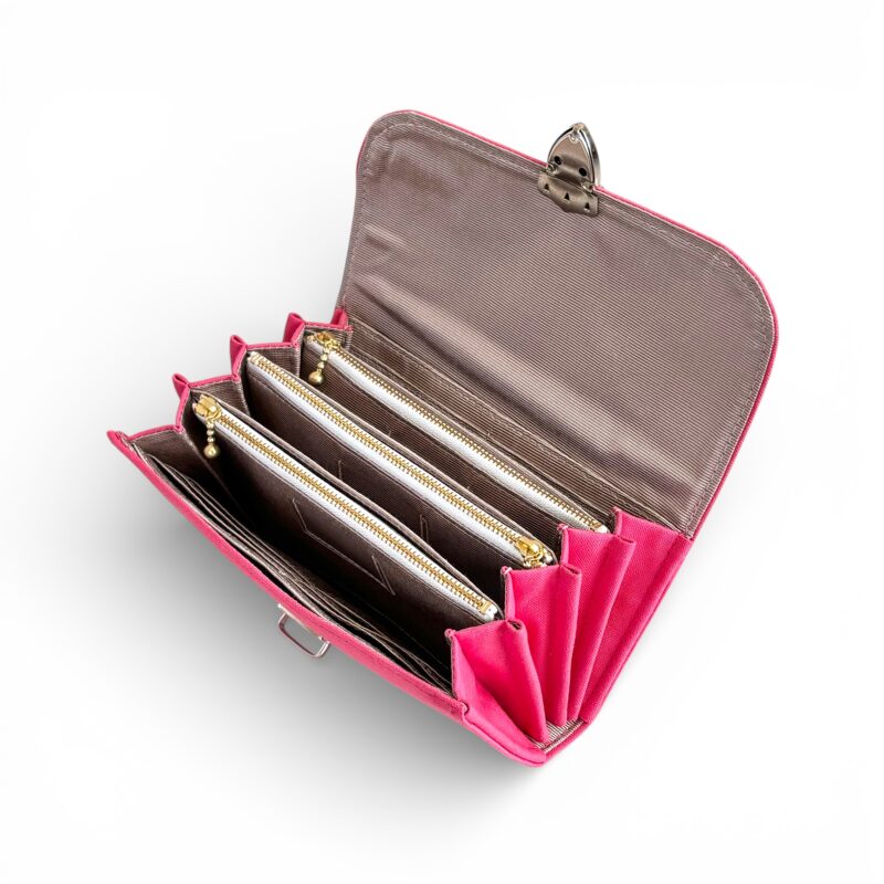 フラップ開閉型・3費目管理・チェリーピンク・開いた状態