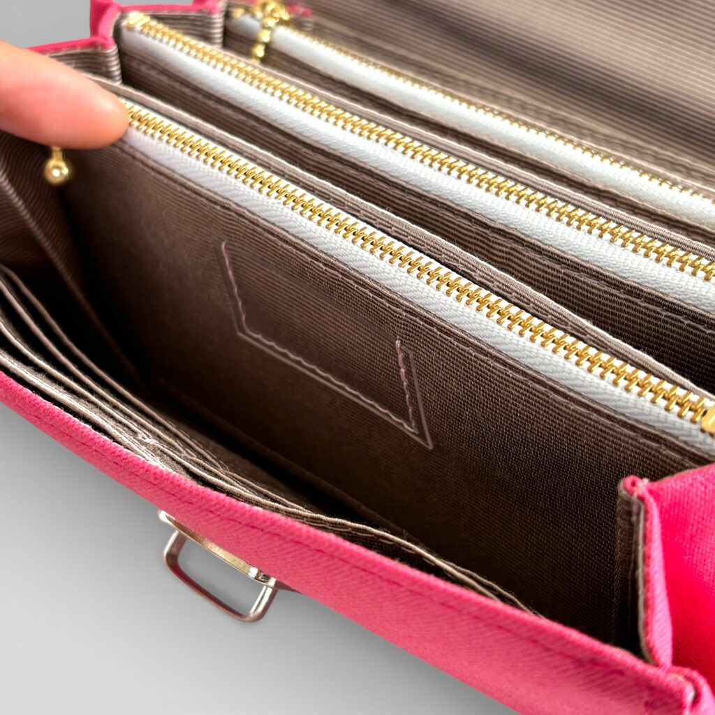 フラップ開閉型・3費目管理・チェリーピンク・費目ポケット