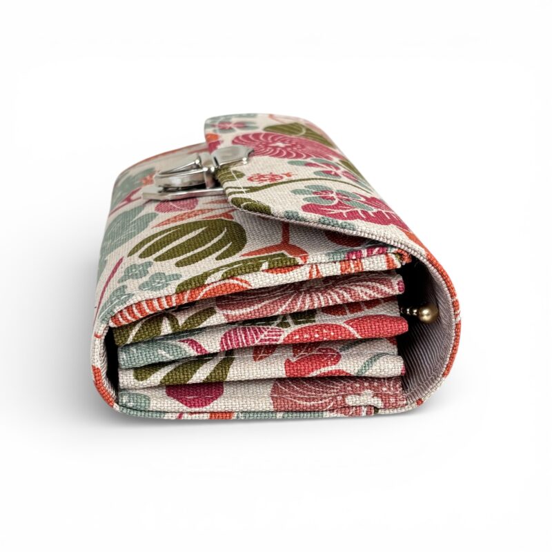 フラップ開閉型・3費目管理・植物柄生成り・横