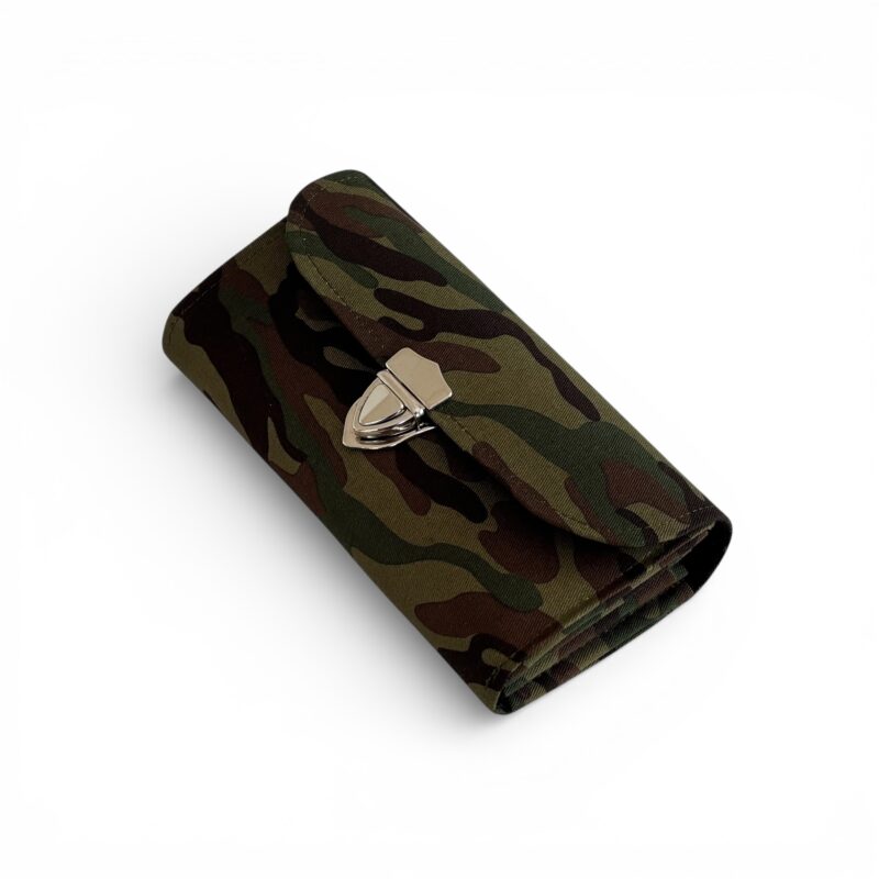 フラップ開閉型・3費目管理・迷彩柄・斜め上から