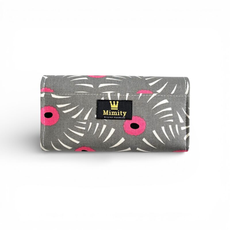 フラップ開閉型・3費目管理・アスター柄グレー・背面