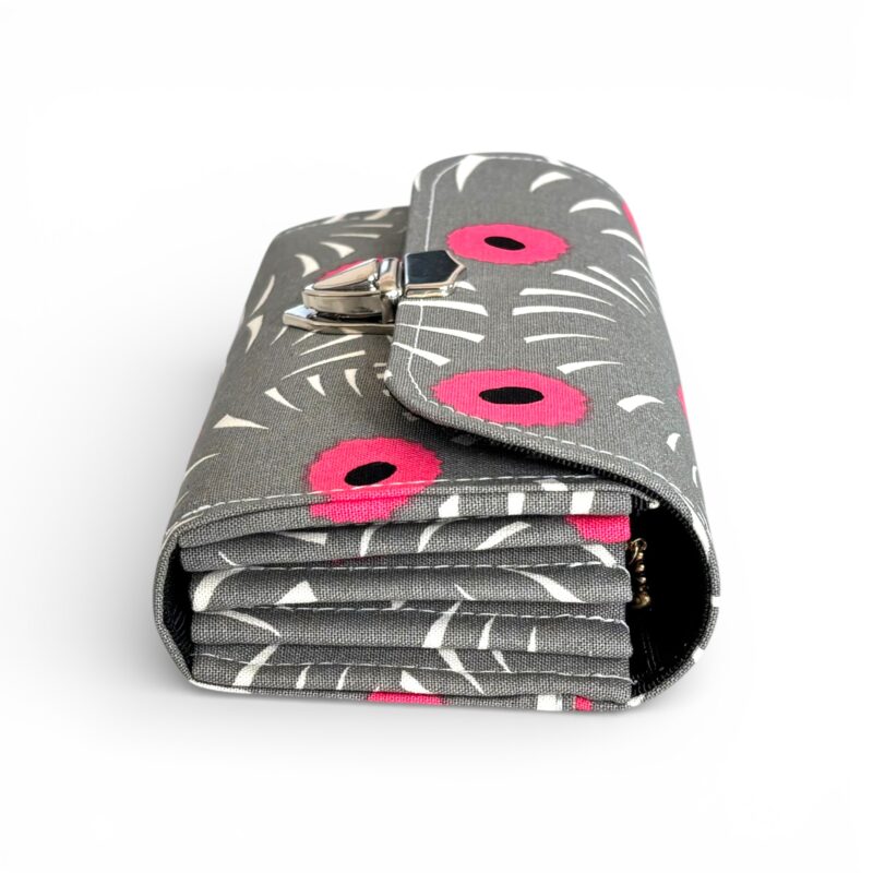 フラップ開閉型・3費目管理・アスター柄グレー・横