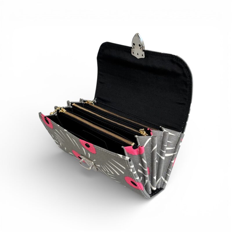 フラップ開閉型・3費目管理・アスター柄グレー・開いた状態