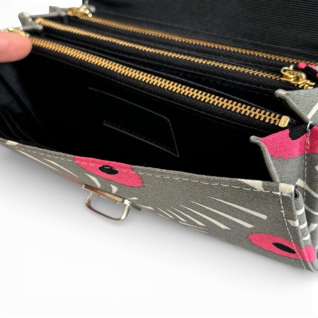 フラップ開閉型・3費目管理・アスター柄グレー・費目ポケット