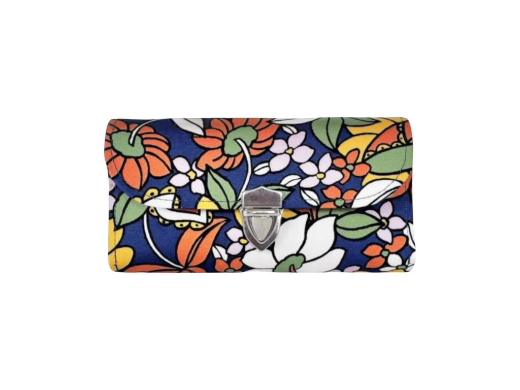 フラップ開閉型・3費目管理・レトロフラワーネイビー