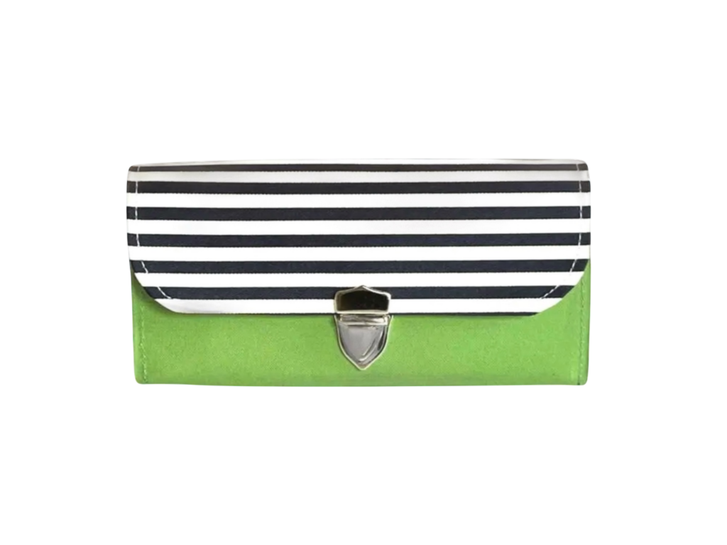 フラップ開閉型・3費目管理・アップルグリーン×ボーダー