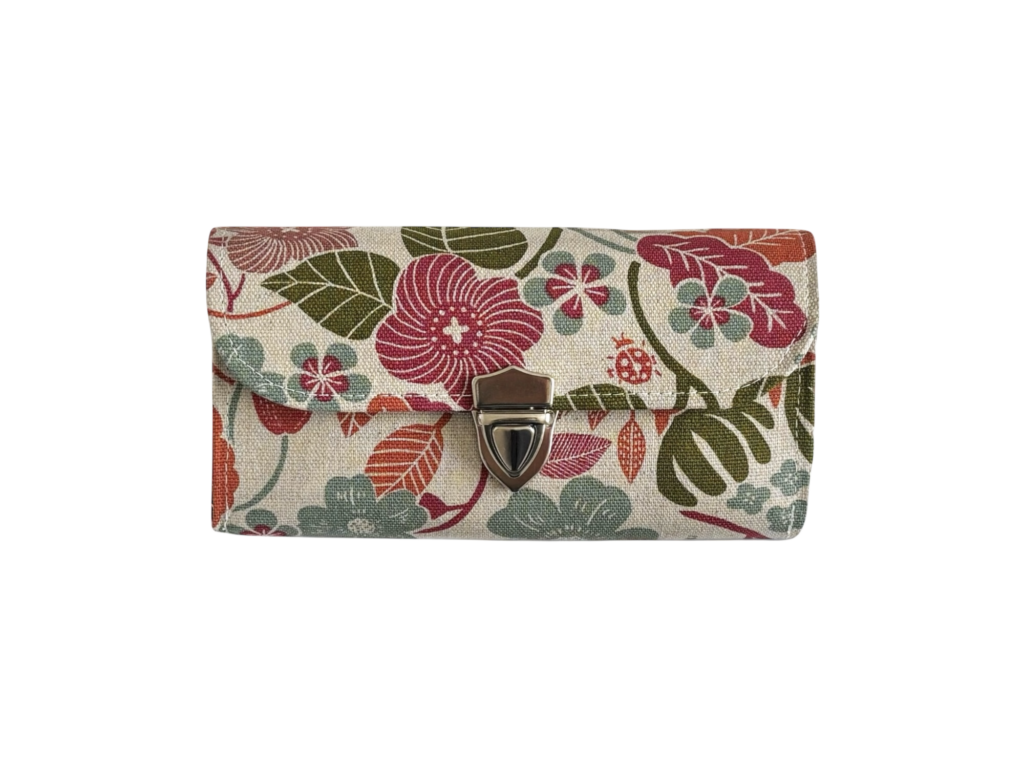 フラップ開閉型・3費目管理・植物柄生成り