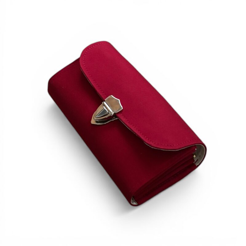 フラップ開閉型・3費目管理・ダークレッド・斜め上から